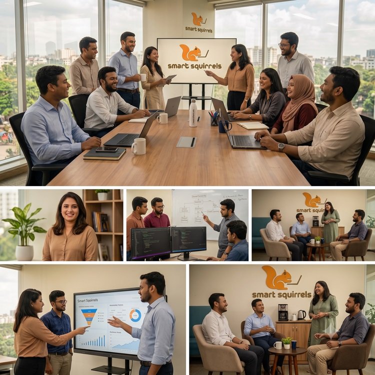 Smart Squirrels team providing AI automation, GoHighLevel, SEO, web development and staff augmentation services